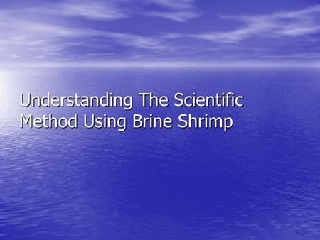 Understanding The Scientific Method Using Brine Shrimp.