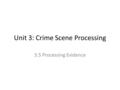 Unit 3: Crime Scene Processing 3.5 Processing Evidence.