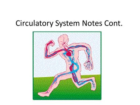 Circulatory System Notes Cont.. Two Loops The heart pumps blood in two loops: – The First Loop: goes from the RIGHT side of the heart to the LUNGS and.