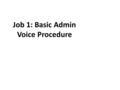 Job 1: Basic Admin Voice Procedure. Job 1: Basic Admin Voice Basic Terminology Call SignTransmitter Radio Net Receiver Radio NetOperator CallEnding SignRadio.