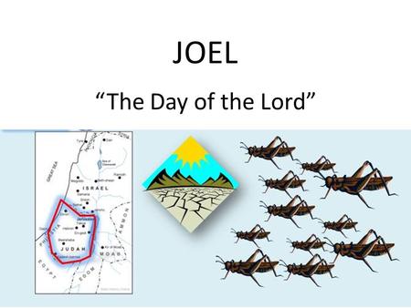 JOEL “The Day of the Lord”. Who Wrote the Book? Prophet Joel; son of Pethuel preached to the people of Judah Jerusalem, priests, temple, center of worship.