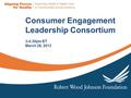 Consumer Engagement Leadership Consortium 3-4:30pm ET March 28, 2013.