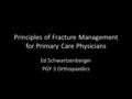Principles of Fracture Management for Primary Care Physicians Ed Schwartzenberger PGY 3 Orthopaedics.