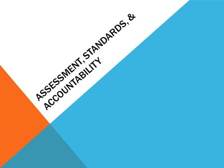 ASSESSMENT, STANDARDS, & ACCOUNTABILITY. WHY IS ASSESSMENT IMPORTANT? Used to gather information and make decisions about student learning Formal tests.