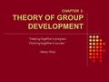 CHAPTER 3: THEORY OF GROUP DEVELOPMENT “Keeping together is progress; Working together is success.” Henry Ford.