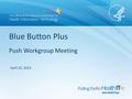 Blue Button Plus Push Workgroup Meeting April 22, 2013.