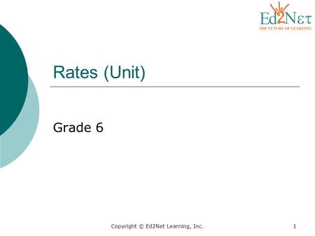 Copyright © Ed2Net Learning, Inc.1 Rates (Unit) Grade 6.