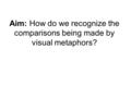 Aim: How do we recognize the comparisons being made by visual metaphors?