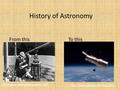 History of Astronomy From this To this