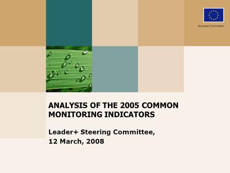 ANALYSIS OF THE 2005 COMMON MONITORING INDICATORS Leader+ Steering Committee, 12 March, 2008 European Commission.