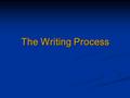The Writing Process. The writing process: Audience & Purpose  Strategy  Build interest if the audience's interest is low.  Provide historic background.