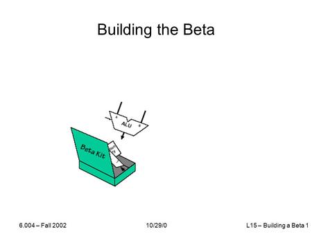 6.004 – Fall 200210/29/0L15 – Building a Beta 1 Building the Beta.