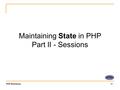 PHP Workshop ‹#› Maintaining State in PHP Part II - Sessions.