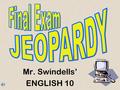 Mr. Swindells’ ENGLISH 10 Don’t Forget... Contestants.
