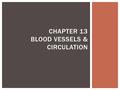 CHAPTER 13 BLOOD VESSELS & CIRCULATION.  Three layers  Tunica Interna: innermost layer  Tunica Media: smooth muscle  Tunica Externa: connective tissue;