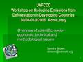1 UNFCCC Workshop on Reducing Emissions from Deforestation in Developing Countries 30/08-01/9/2006, Rome, Italy Overview of scientific, socio- economic,