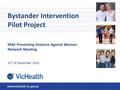 Bystander Intervention Pilot Project MAV Preventing Violence Against Women Network Meeting 12 th of December, 2012.