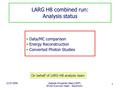 12.07.2006Isabelle Wingerter-Seez (LAPP) ATLAS Overview Week - Stockholm 1 LARG H8 combined run: Analysis status Data/MC comparison Energy Reconstruction.