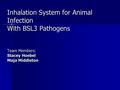 Inhalation System for Animal Infection With BSL3 Pathogens Team Members: Stacey Hoebel Maja Middleton.
