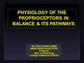 DR SYED SHAHID HABIB MBBS DSDM PGDCR FCPS Professor Dept. of Physiology College of Medicine & KKUH PHYSIOLOGY OF THE PROPRIOCEPTORS IN BALANCE & ITS PATHWAYS.