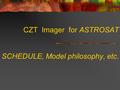 CZT Imager for ASTROSAT SCHEDULE, Model philosophy, etc.
