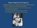 Major Progressivism Programs Settlement houses--Jane Addams and others established group homes in city slums to aid poor urban residents. – Promoted public.