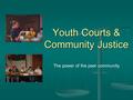Youth Courts & Community Justice The power of the peer community.