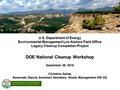 U.S. Department of Energy Environmental Management Los Alamos Field Office Legacy Cleanup Completion Project DOE National Cleanup Workshop September 29,
