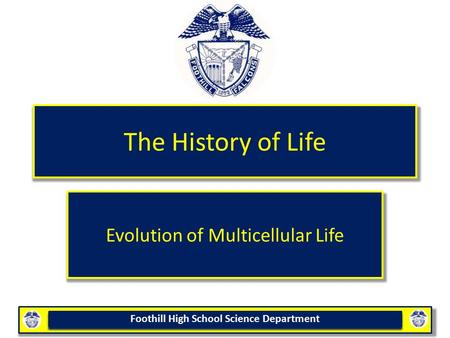 Foothill High School Science Department The History of Life Evolution of Multicellular Life.