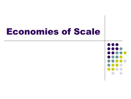 Economies of Scale. Lesson Objectives Understand internal and external economies of scale.