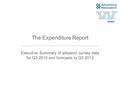The Expenditure Report Executive Summary of adspend survey data for Q3 2010 and forecasts to Q3 2012.