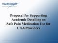 Proposal for Supporting Academic Detailing on Safe Pain Medication Use for Utah Providers.