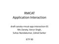 RMCAT Application Interaction draft-zanaty-rmcat-app-interaction-01 Mo Zanaty, Varun Singh, Suhas Nandakumar, Zahed Sarker IETF 90.