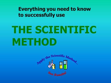 Everything you need to know to successfully use THE SCIENTIFIC METHOD.