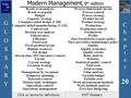 C h a p t e r 20 GLOSSARYGLOSSARY EXIT Glossary Modern Management, 9 th edition Click on terms for definitions Break-even analysis Break-even point Budget.