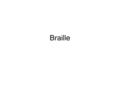 Braille. Learning objective To look at how and why Braille is created by breaking it down into simple steps. First the background… Braille is a way that.