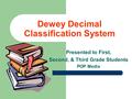 Dewey Decimal Classification System Presented to First, Second, & Third Grade Students POP Media.