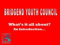 What’s it all about? An Introduction... Bridgend Youth Council tries to “Provide a voice for young people living in Bridgend County Borough” The Youth.