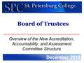 December 2010 Board of Trustees Overview of the New Accreditation, Accountability, and Assessment Committee Structure.
