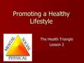 Promoting a Healthy Lifestyle The Health Triangle Lesson 2.