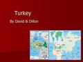 Turkey By David & Dillon By David & Dillon. The Land Located in the middle east, under Europe surrounded by the black sea and Mediterranean sea Located.