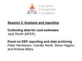 Session 3: Analysis and reporting Collecting data for cost estimates Jack Worth (NFER) Panel on EEF reporting and data archiving Peter Henderson, Camilla.