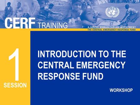 CERF TRAINING TRAINING INTRODUCTION TO THE CENTRAL EMERGENCY RESPONSE FUND WORKSHOP 1 SESSION.