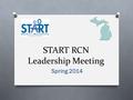 START RCN Leadership Meeting Spring 2014. Afternoon Agenda O Preparing for Life: Visual Resumes O Community Conversations O START Updates.
