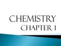 Chapter 1.  Chemistry is the study of matter and the changes matter undergoes  There are 5 main branches of chemistry.