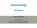 Pharmacology UG-Course Touqeer Ahmed PhD 19 th February, 2015 Atta-ur-Rahman School of Applied Biosciences National University of Sciences and Technology.