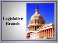 Legislative Branch. Congressional Structure Congress HOUSE SENATE 435 Total people 100 (2*50) %Pop # of Reps for state 2 Per state 2 Yrs Length of terms.