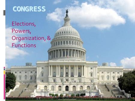 CONGRESS Elections, Powers, Organization, & Functions.