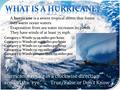 A hurricane is a severe tropical storm that forms over warm ocean waters. Evaporation from sea water increases its power. They have winds of at least 75.