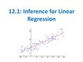 12.1: Inference for Linear Regression. Section 12.1 Inference for Linear Regression CHECK conditions for performing inference about the slope β of the.